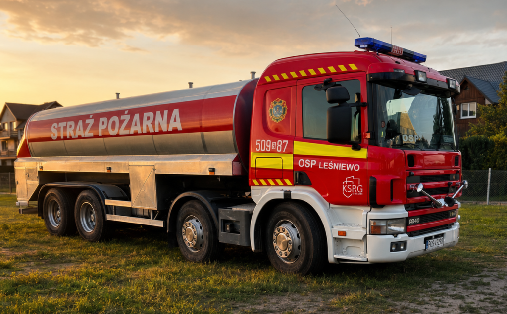 Wóz OSP Leśniewo SCANIA Cysterna